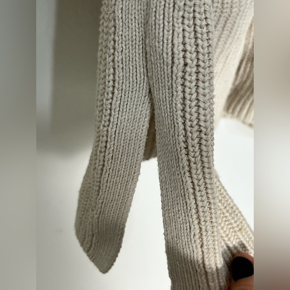 J.Jill Button Front Knit Cardigan Sweater Pockets Collar Beige Cotton Blend M - Picture 4 of 11